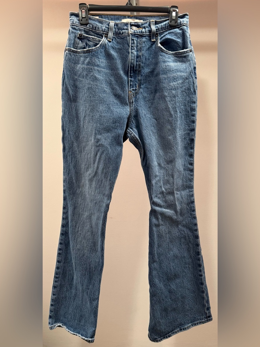 Levi's Premium 70’s High Flared Jeans in Medium Blue Denim